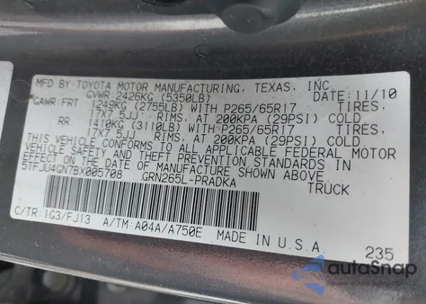 2011 Toyota Tacoma Prerunner V6 from USA, damaged, VIN 5TFJU4GN7BX005708